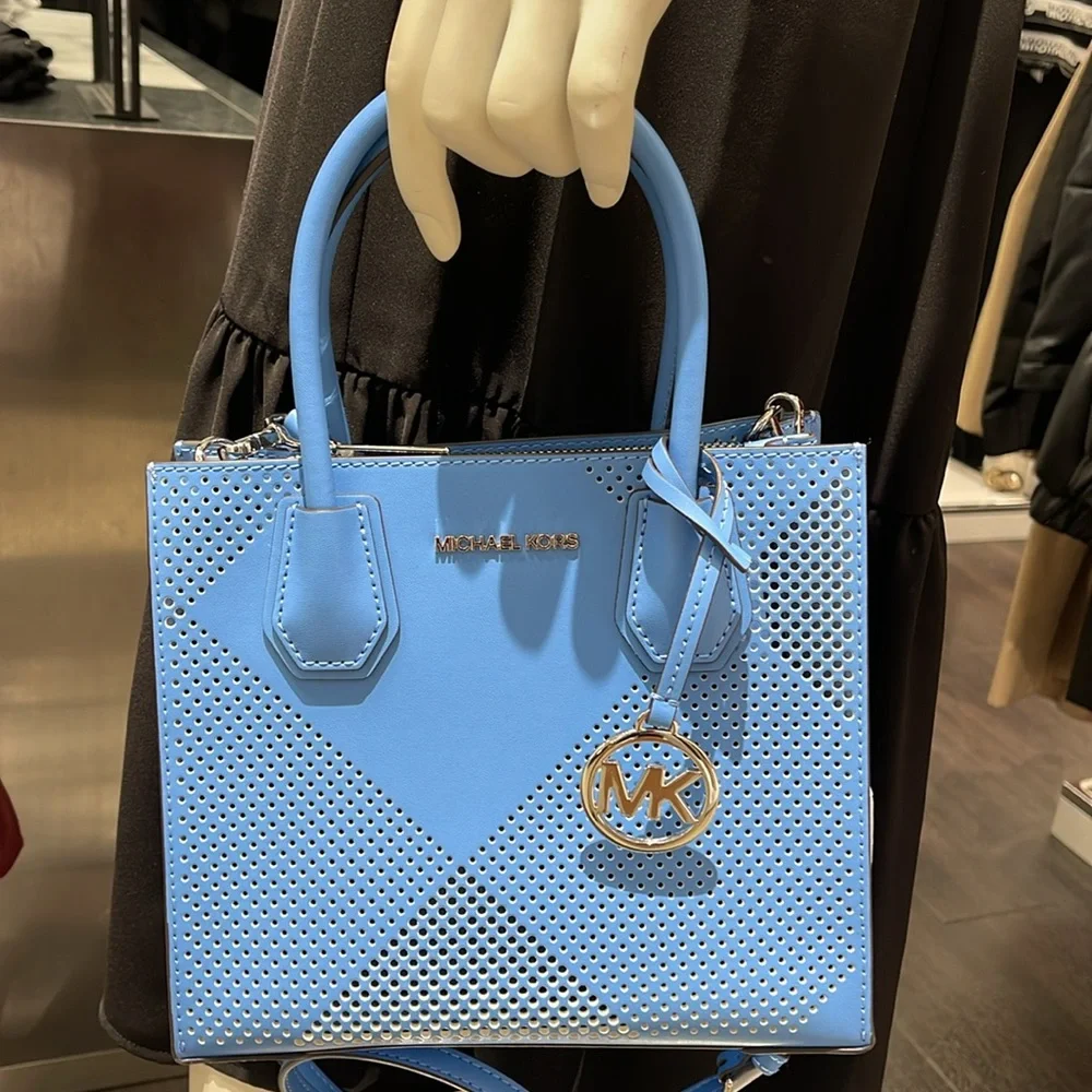 Michael Kors Perforated Leather Tote in Light Blue